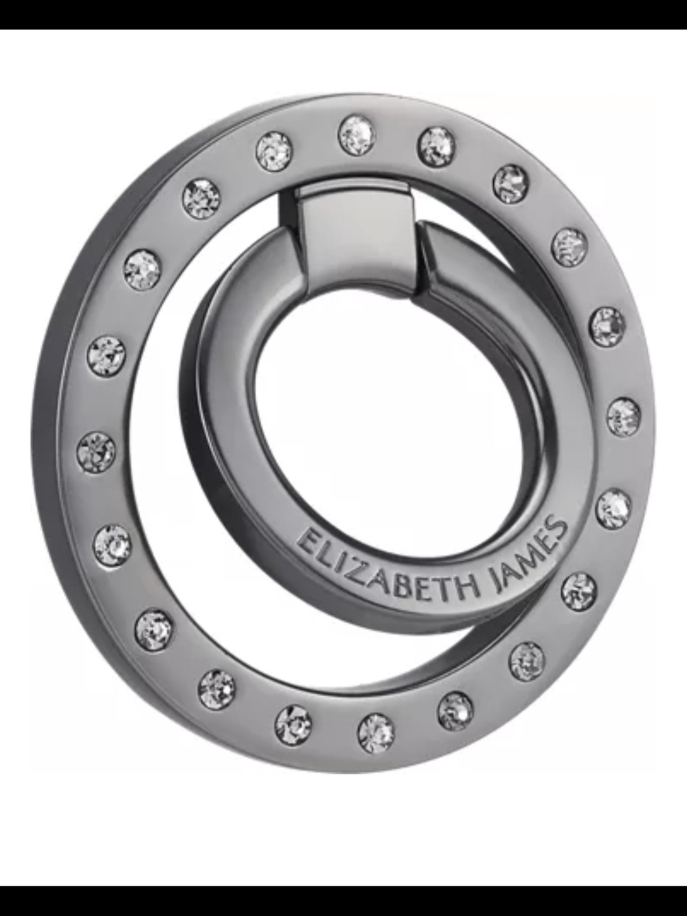 Elizabeth James Crystal-Studded Gunmetal Phone Ring